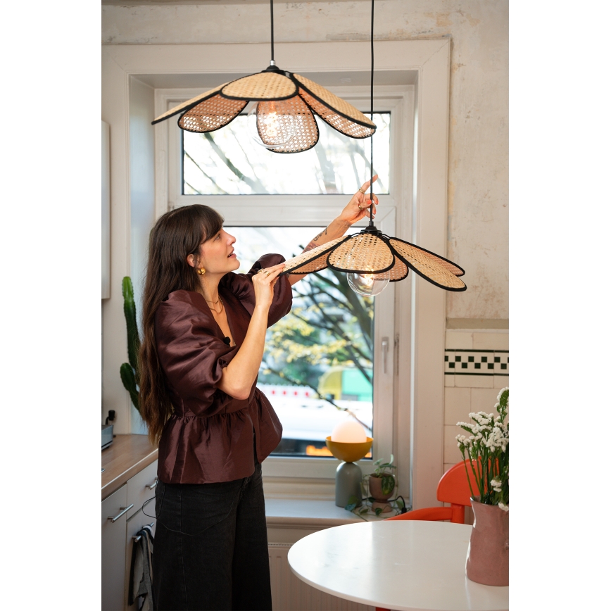 Osram - DECOR RATTAN Cable Pendant Light, 1xE27/15W/230V, dia. 58 cm, beige/black