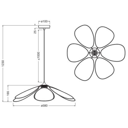 Osram - DECOR RATTAN Cable Pendant Light, 1xE27/15W/230V, dia. 58 cm, beige/black