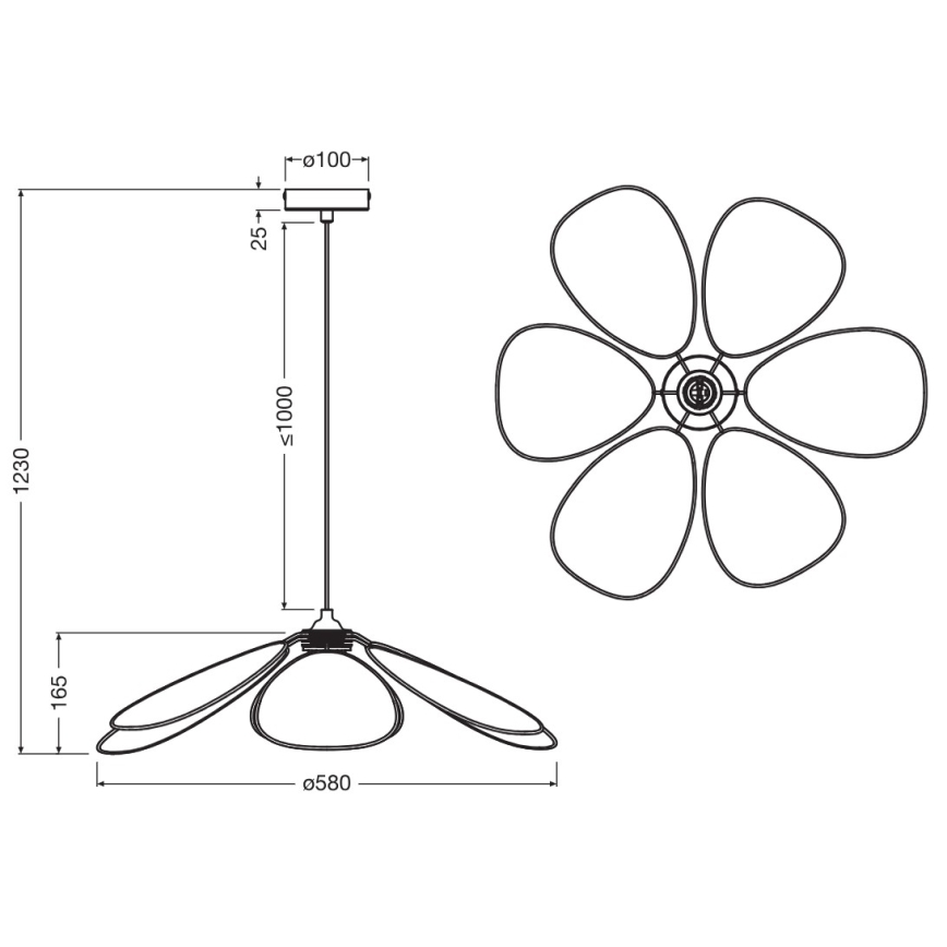 Osram - DECOR RATTAN Cable Pendant Light, 1xE27/15W/230V, dia. 58 cm, beige/black