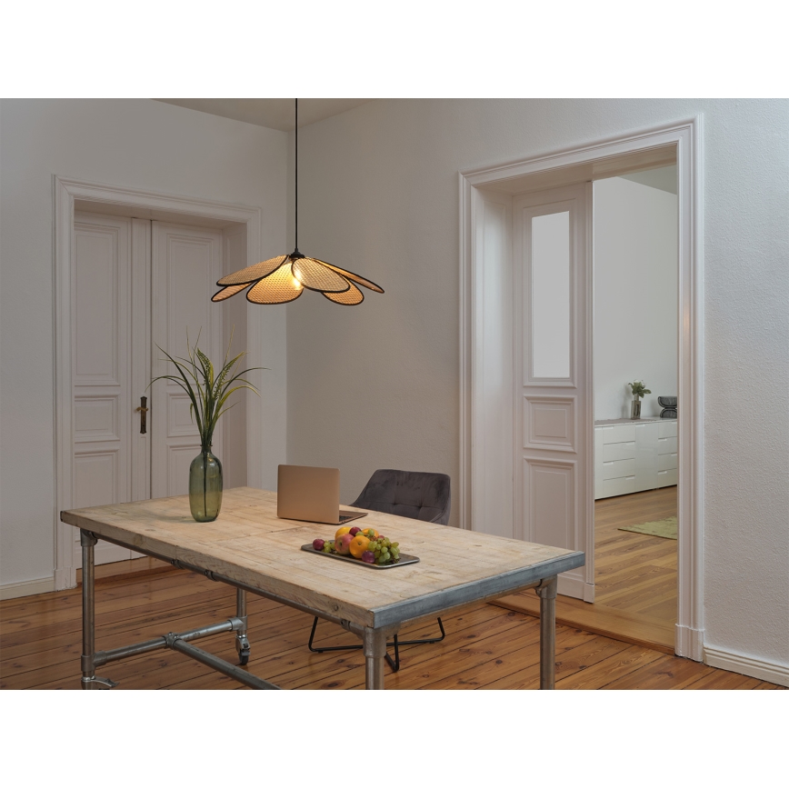 Osram - DECOR RATTAN cord-hung pendant lamp, 1xE27/15W/230V, Ø 69 cm, beige/black