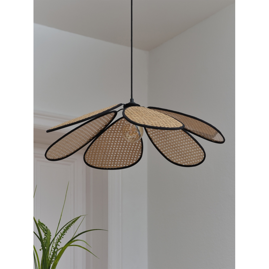 Osram - DECOR RATTAN cord-hung pendant lamp, 1xE27/15W/230V, Ø 69 cm, beige/black