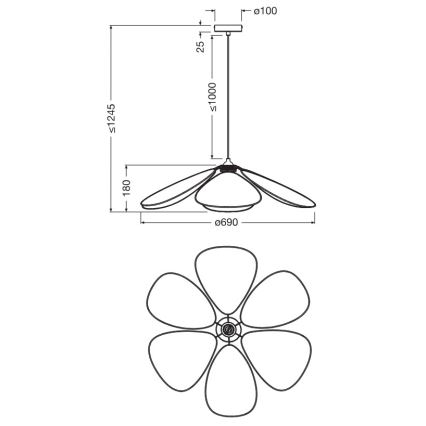Osram - DECOR RATTAN cord-hung pendant lamp, 1xE27/15W/230V, Ø 69 cm, beige/black