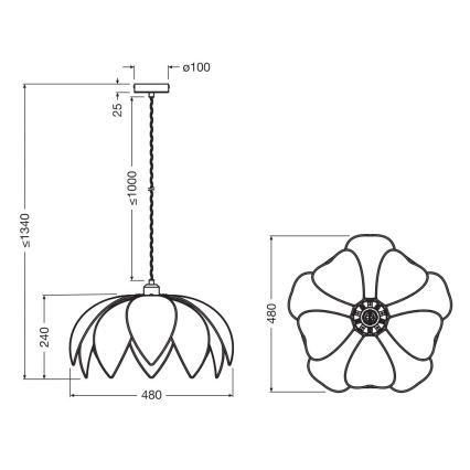 Osram - DECOR RATTAN Cord Pendant Light 1xE27/15W/230V, Ø 48 cm, Beige/Black