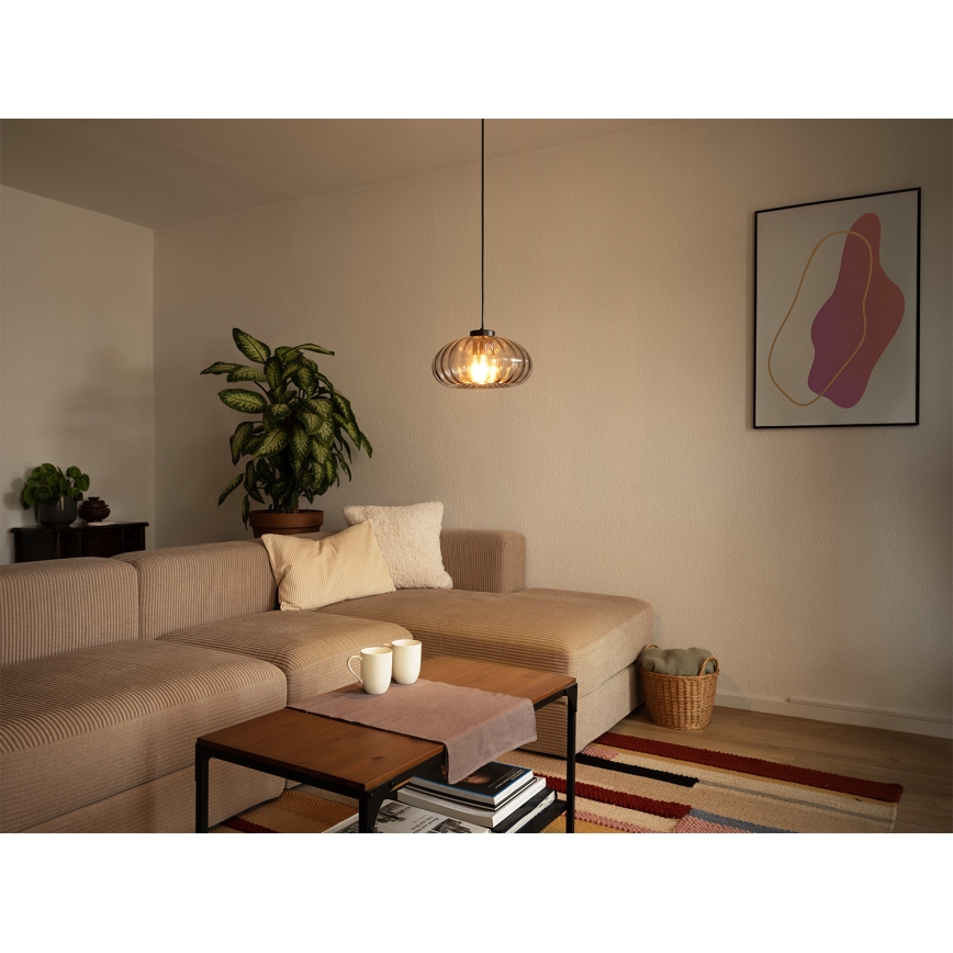 Osram - DECOR SMOKE cable pendant lamp, 1xE27/12W/230V, diameter 28 cm, black/smoky grey