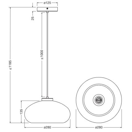 Osram - DECOR SMOKE cable pendant lamp, 1xE27/12W/230V, diameter 28 cm, black/smoky grey