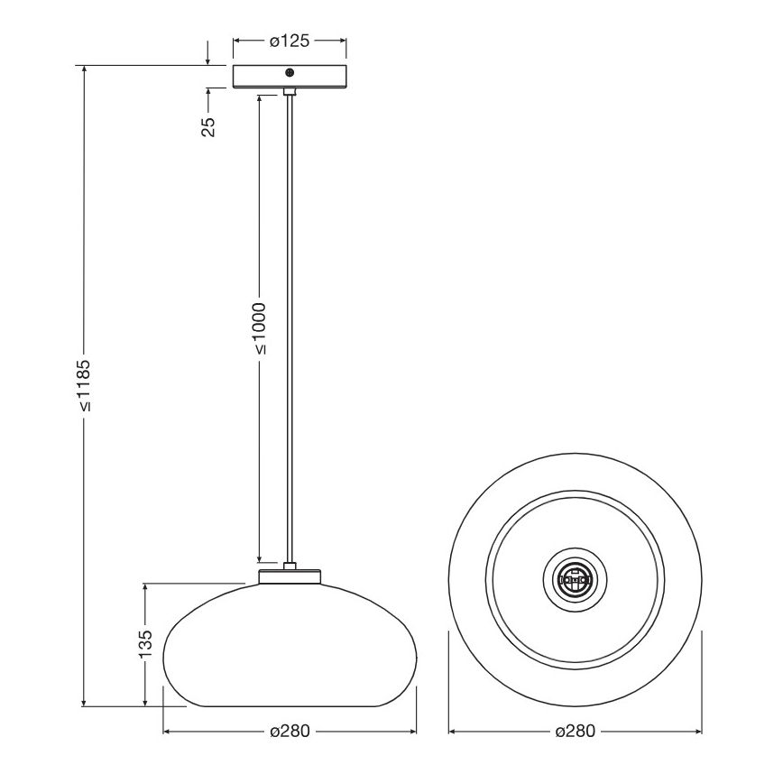 Osram - DECOR SMOKE cable pendant lamp, 1xE27/12W/230V, diameter 28 cm, black/smoky grey