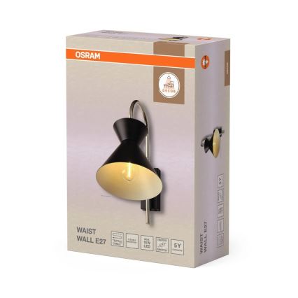 Osram - DECOR WAIST Wall Lamp 1xE27/40W/230V, Black