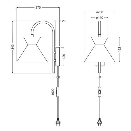 Osram - DECOR WAIST Wall Lamp 1xE27/40W/230V, Black