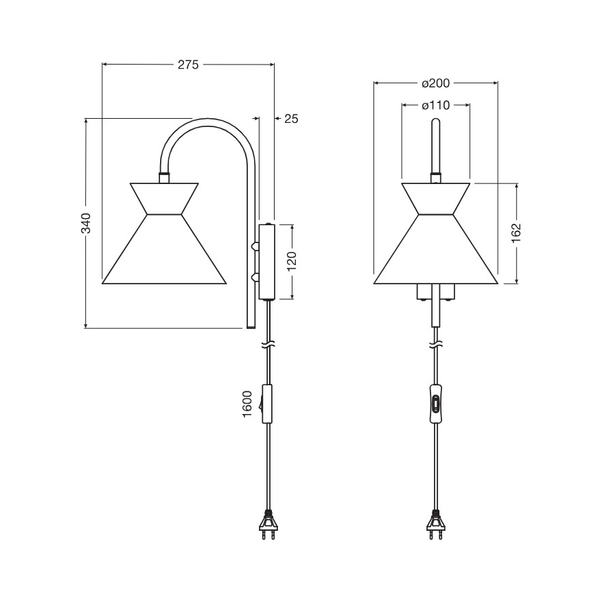 Osram - DECOR WAIST Wall Lamp 1xE27/40W/230V, Black