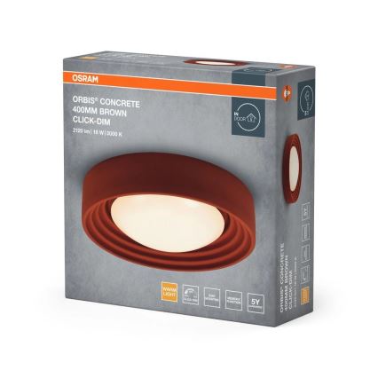 Osram - ORBIS CONCRETE Dimmable LED Ceiling Light, 18W/230V, Ø 40 cm, Brown/Concrete