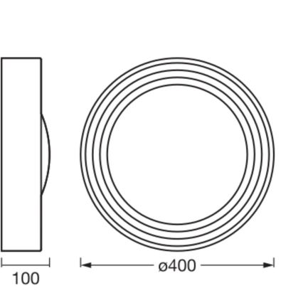 Osram - ORBIS CONCRETE Dimmable LED Ceiling Light, 18W/230V, Ø 40 cm, Brown/Concrete