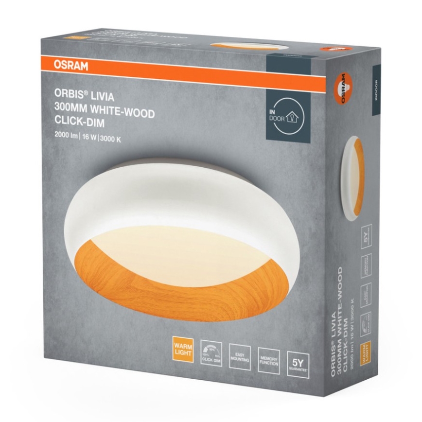 Osram - LED Dimmable Ceiling Light ORBIS LIVIA LED/16W/230V Ø 30 cm White/Brown