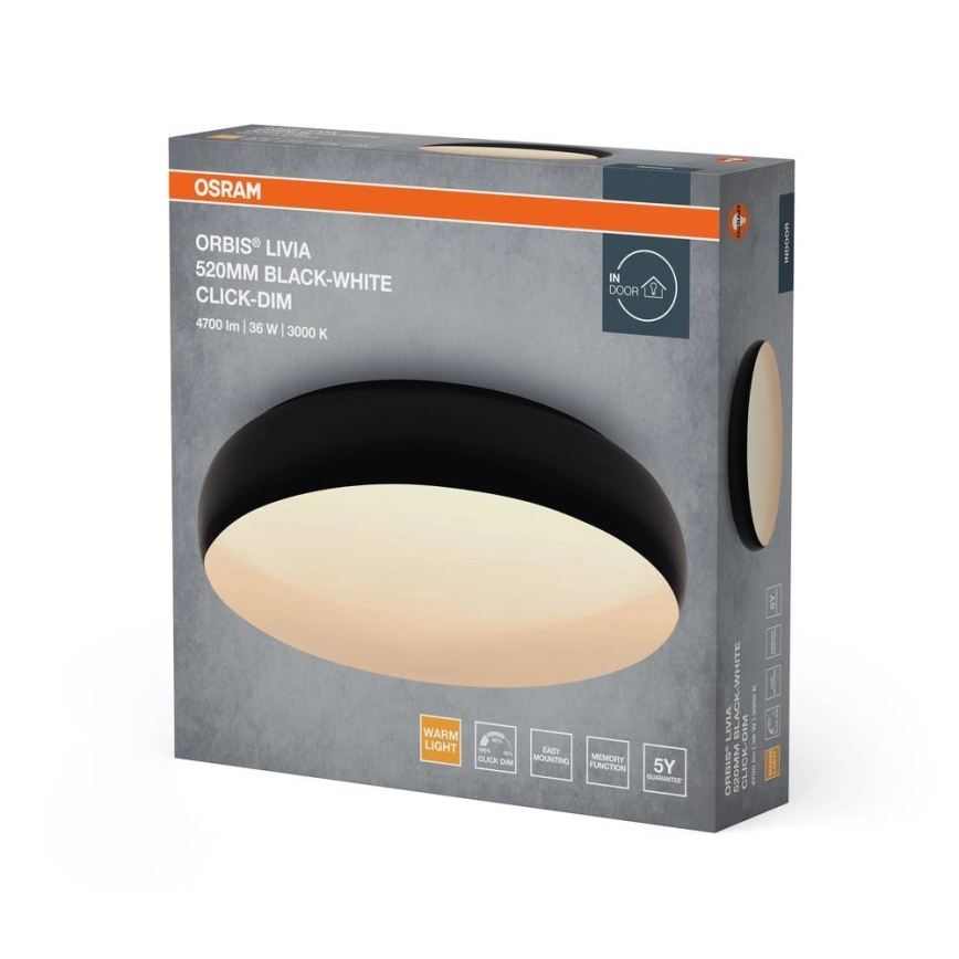 Osram - LED Dimmable Ceiling Light ORBIS LIVIA LED/36W/230V Ø 52 cm Black/White