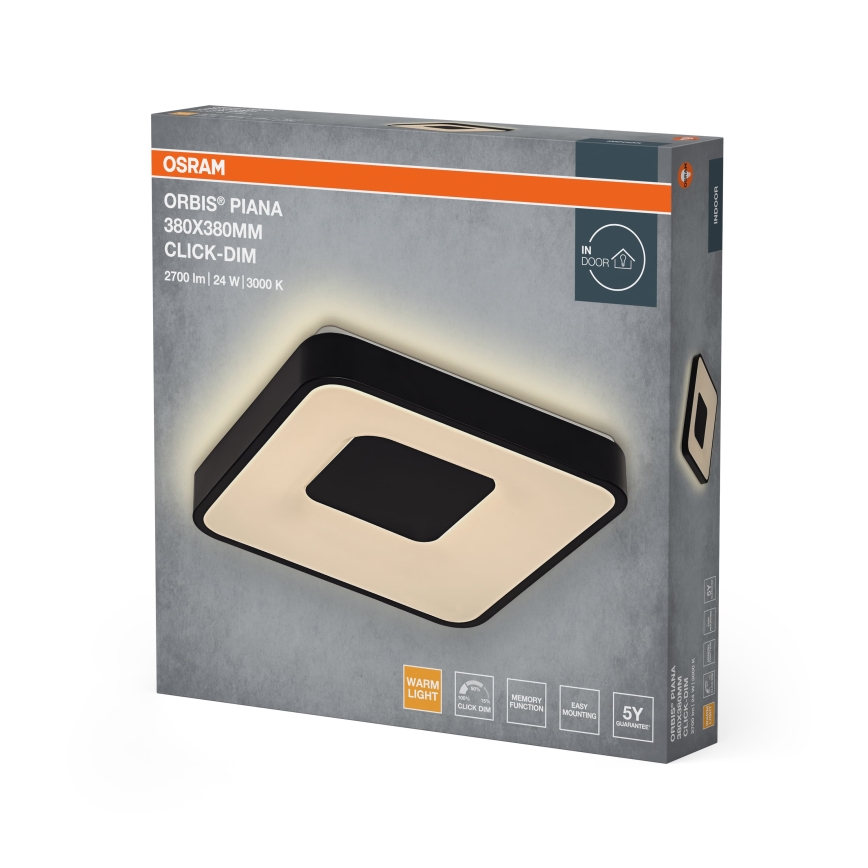 Osram - Dimmable LED ceiling light ORBIS PIANA LED/24W/230V 38x38 cm black