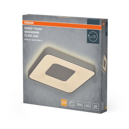 Osram - Dimmable LED ceiling light ORBIS PIANA LED/36W/230V 48,5x48,5 cm silver