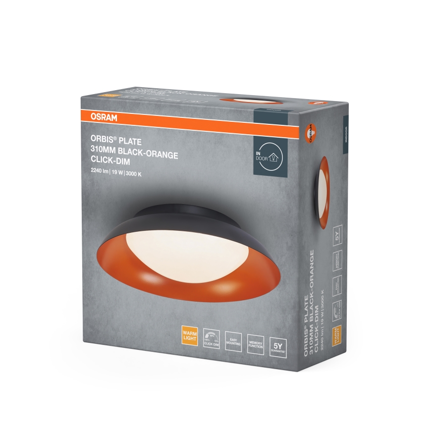 Osram - ORBIS PLATE LED Dimmable Ceiling Light LED/35W/230V, Ø 43 cm, Orange/Black