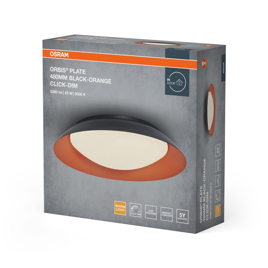 Osram - Dimmable LED ceiling light ORBIS PLATE LED/45W/230V Ø 48 cm orange/black
