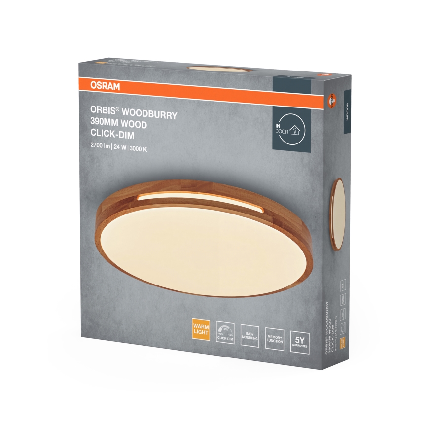 Osram - ORBIS WOODBURRY LED Dimmable Ceiling Light 24W/230V, Ø39 cm, Beige