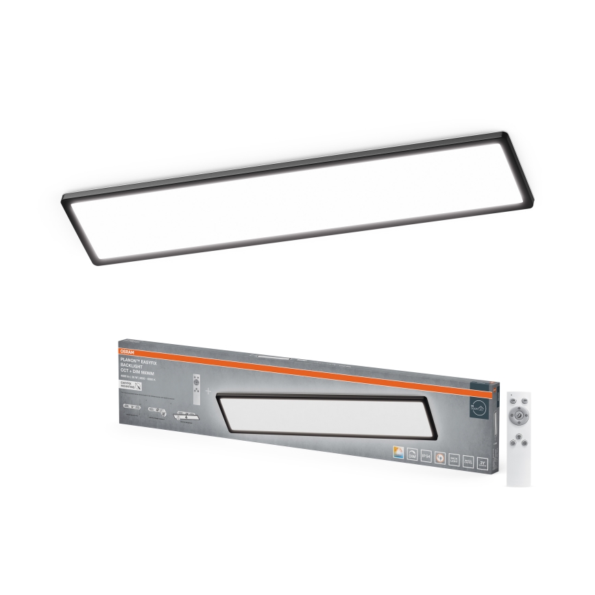 Osram - Dimmable LED bathroom ceiling light PLANON EASYFIX LED/30W/230V 2600-6000K 20x98 cm IP54 black + remote control