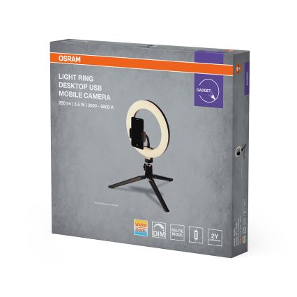 Osram - LED Dimmable Desk Lamp with Stand and Vlogging Mount LED/5,5W/USB 3000-6500K 210 mAh