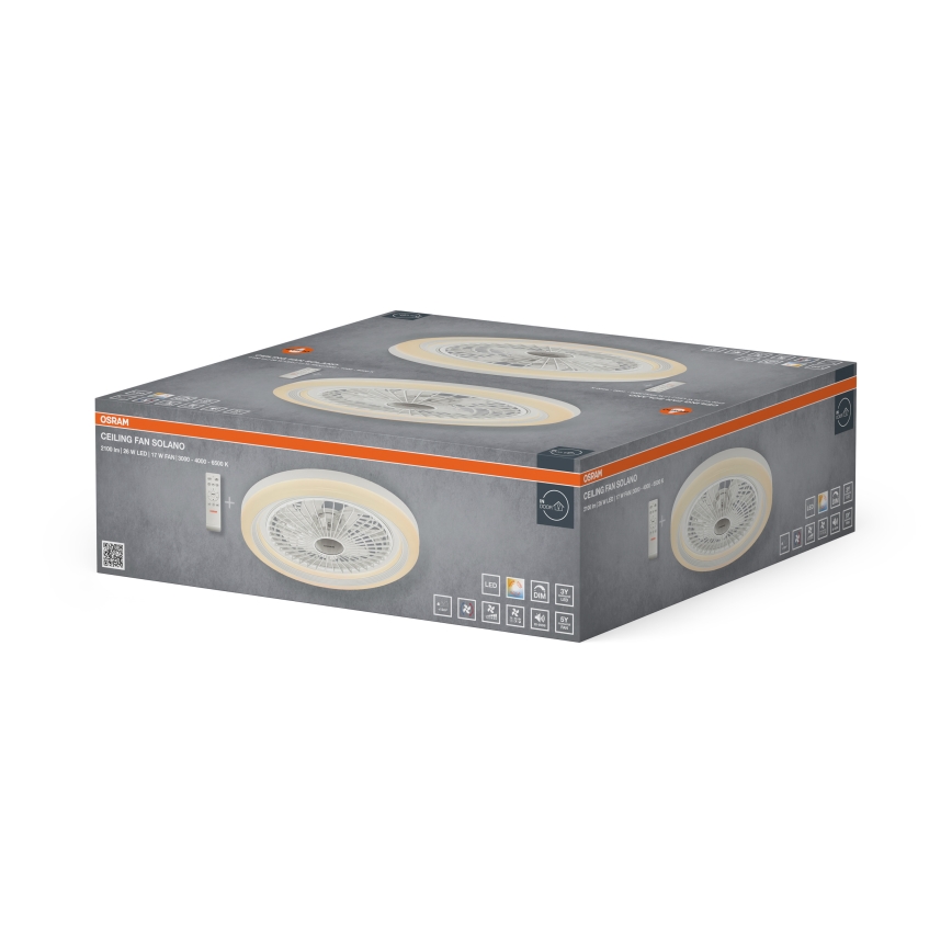 Osram - LED Dimmable Ceiling Light with Fan SOLANO LED/26W/230V 3000/4000/6500K + Remote Control
