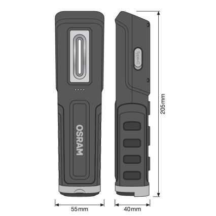 Osram - Dimmable Rechargeable LED Inspection Lamp LEDINSPECT WIRE-FREE PRO 600 LED/5W/3,7V IP54 2600 mAh