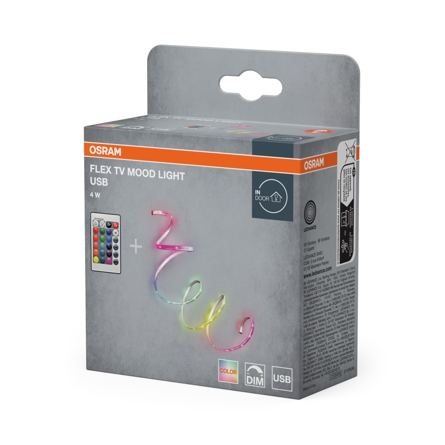 Osram - Dimmable LED RGB strip FLEX TV MOOD 1.5m LED/4W/5V + remote control