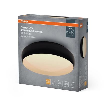 Osram - LED Dimmable Ceiling Light ORBIS LIVIA LED/24W/230V Ø 43 cm Black/White