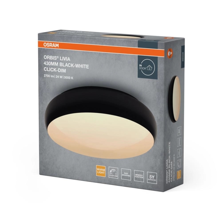 Osram - LED Dimmable Ceiling Light ORBIS LIVIA LED/24W/230V Ø 43 cm Black/White