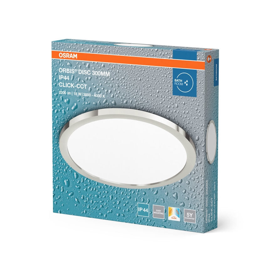 Osram - DISC LED Bathroom Ceiling Light 18W/230V, 3000/4000K, dia. 30 cm, IP44, Silver