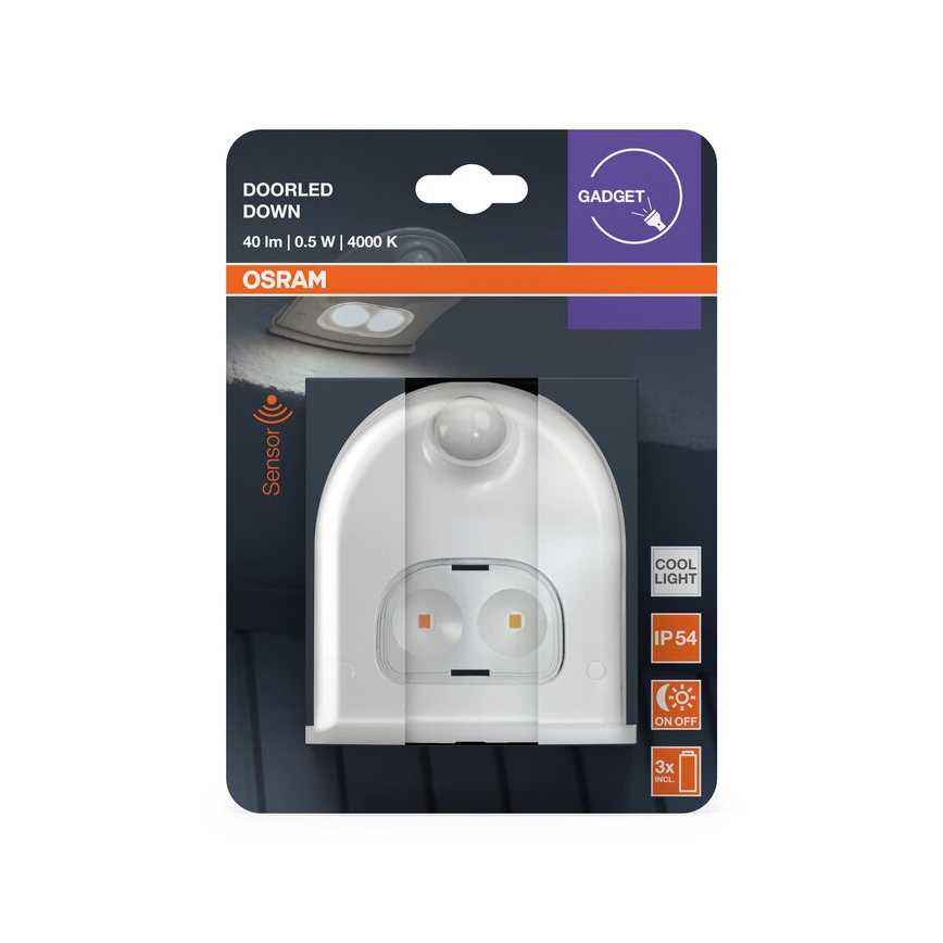 Osram - DOORLED LED outdoor wall light with sensor LED/0,5W/3xAA IP54 white