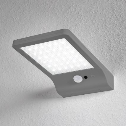 Osram - LED Solar Wall Light with Sensor DOORLED LED/3W/3.3V 2000 mAh IP44 Silver