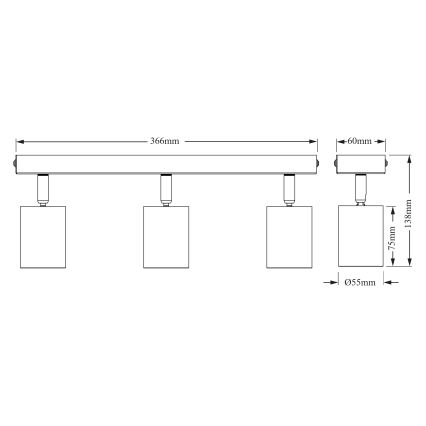 Osram - ELEMENTAL spotlight 3x GU10/6W/230V