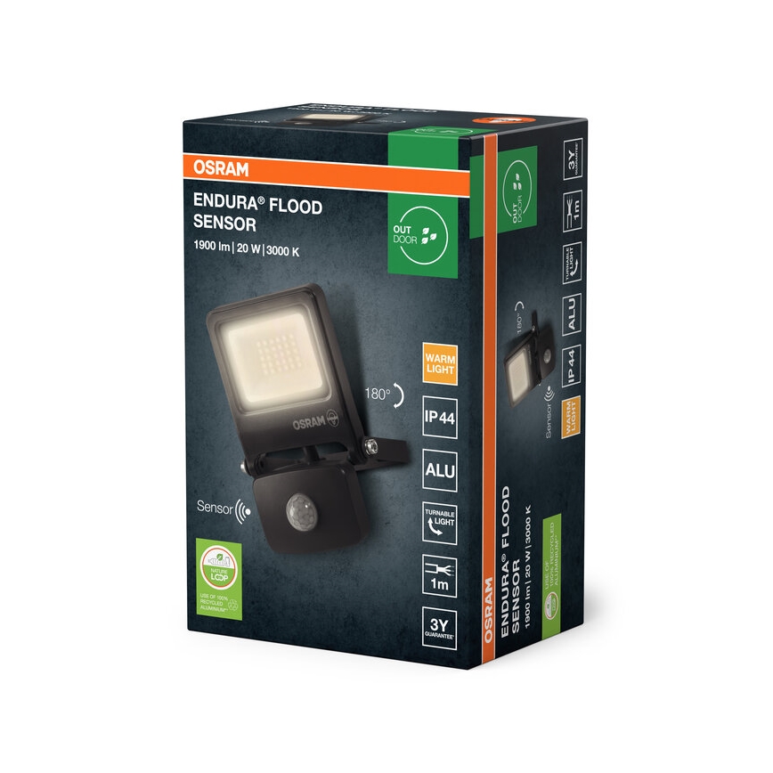 Osram - ENDURA LED Floodlight with Sensor 20W/230V 3000K IP44