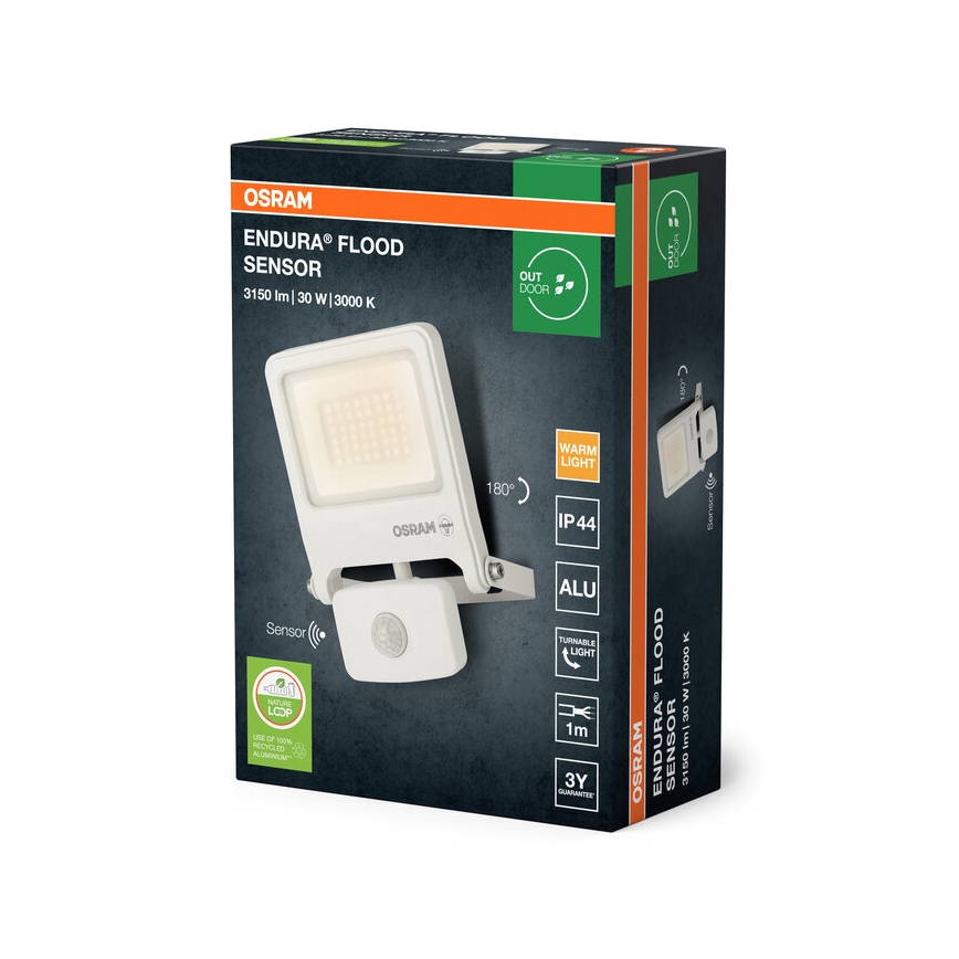 Osram - ENDURA LED Floodlight with Sensor 30W/230V 3000K IP44