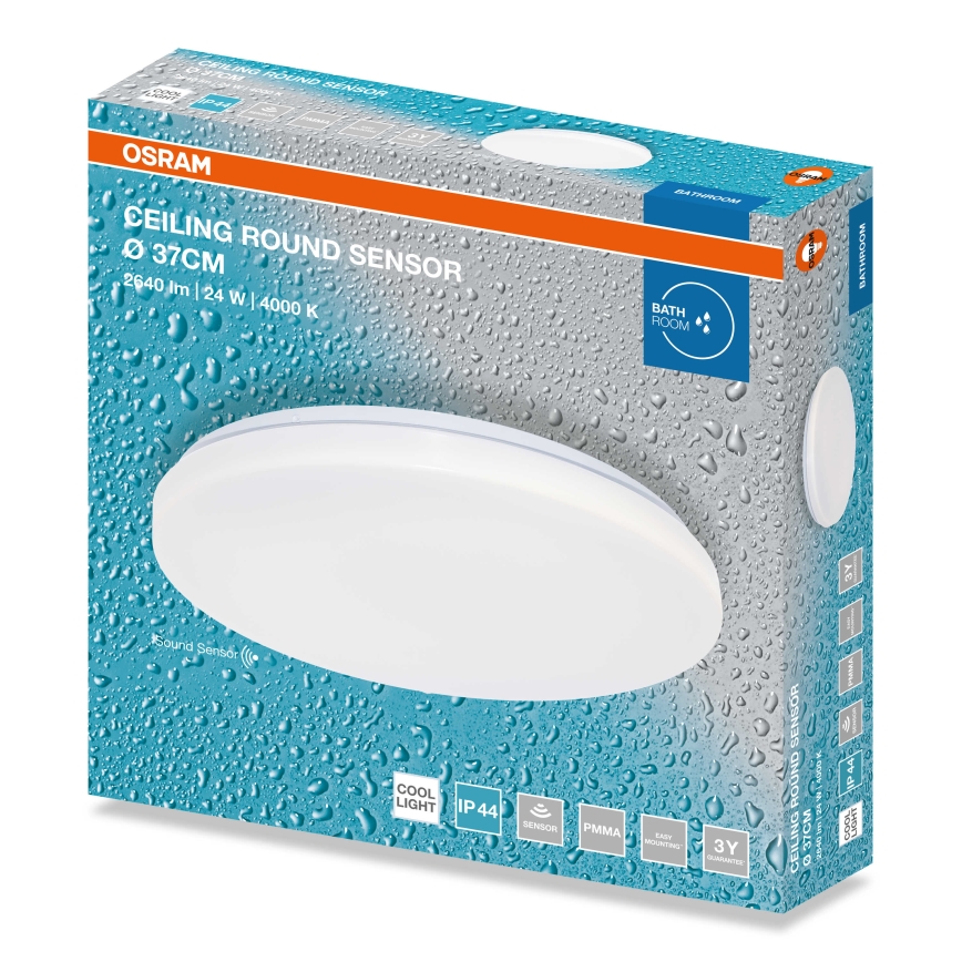 Osram - LED bathroom ceiling light with dusk sensor CEILING ROUND LED/24W/230V 4000K Ø 37 cm IP44 white