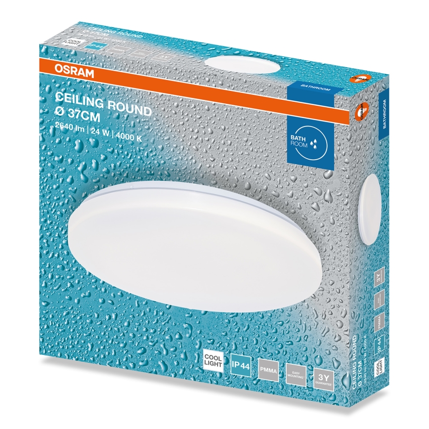 Osram - CEILING ROUND LED bathroom ceiling light, 24W/230V, 4000K, Ø37 cm, IP44, white