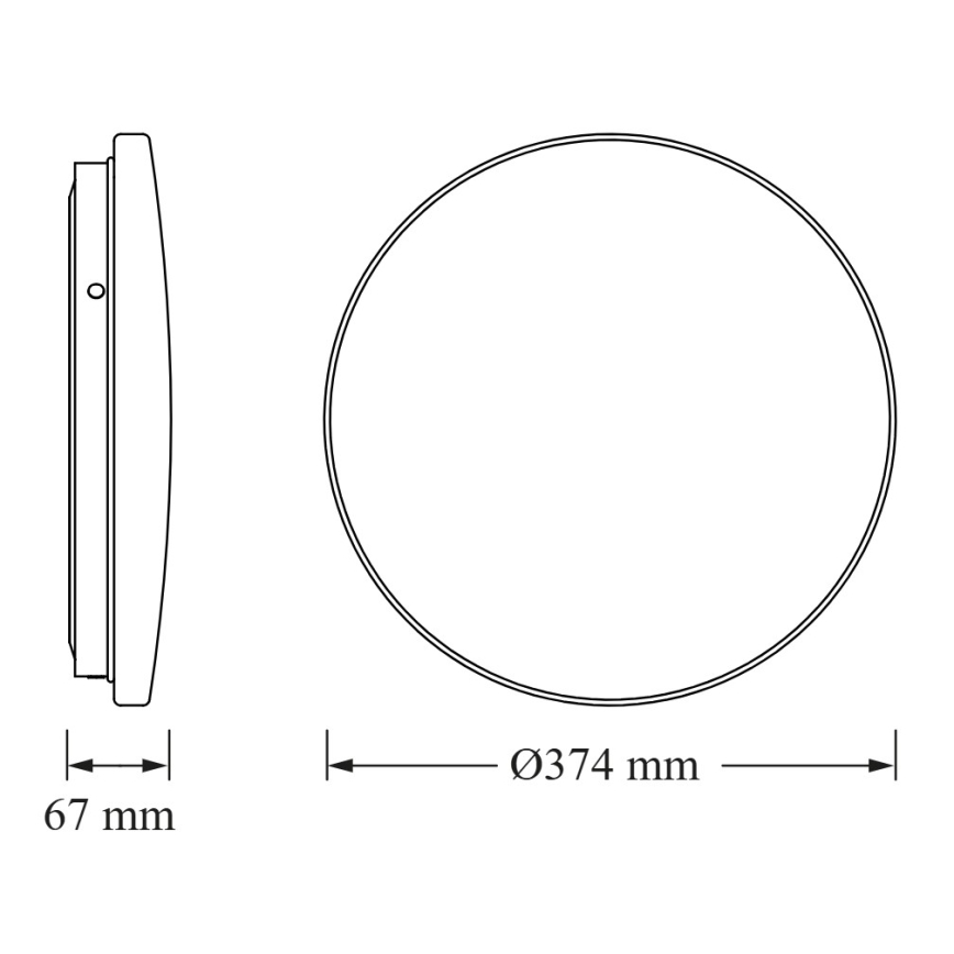 Osram - LED Bathroom Ceiling Light with Dusk Sensor, CEILING ROUND LED/24W/230V, 6500K, Ø37 cm, IP44, White
