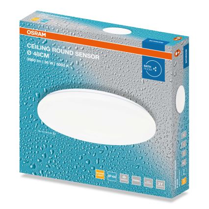 Osram - CEILING ROUND LED bathroom ceiling light with dusk sensor, LED/36W/230V, 4000K, Ø 48 cm, IP44, white