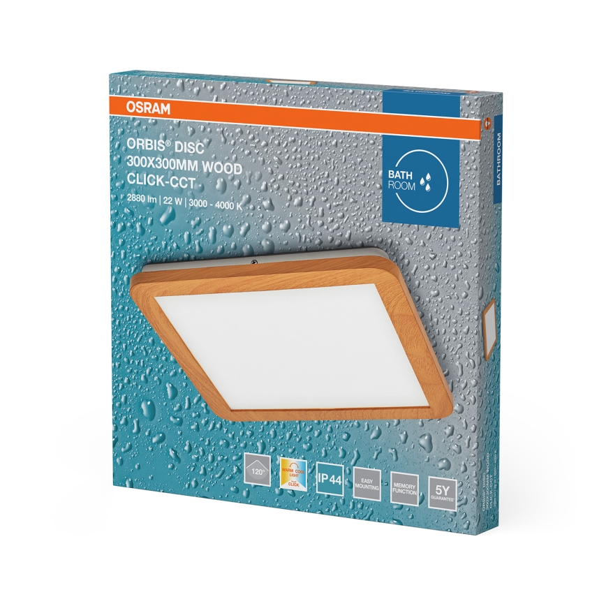 Osram - LED Bathroom Ceiling Light ORBIS DISC LED/22W/230V 3000/4000K 30x30 cm IP44 Brown
