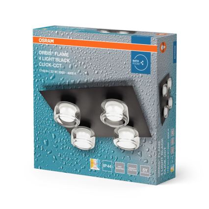 Osram - LED Bathroom Ceiling Light ORBIS FLAME 4xLED/5,5W/230V 3000/4000K IP44 black