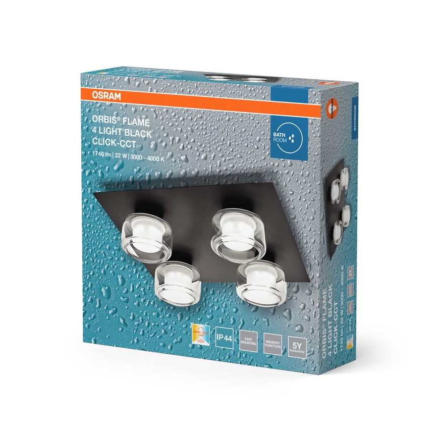 Osram - LED Bathroom Ceiling Light ORBIS FLAME 4xLED/5,5W/230V 3000/4000K IP44 black