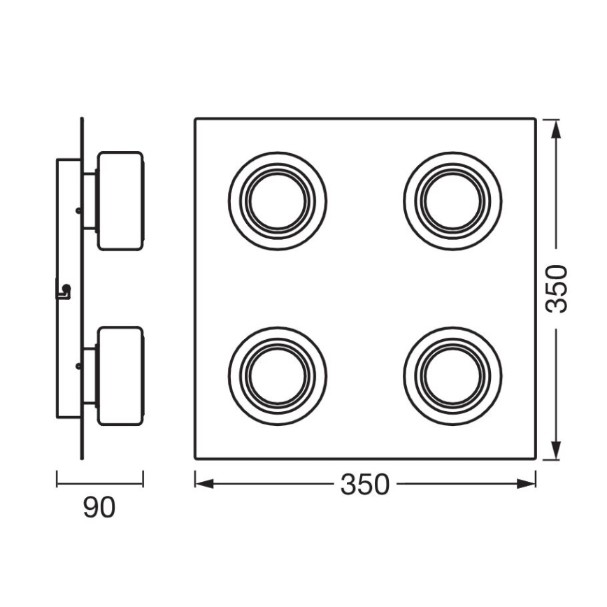 Osram - LED Bathroom Ceiling Light ORBIS FLAME 4xLED/5,5W/230V 3000/4000K IP44 black