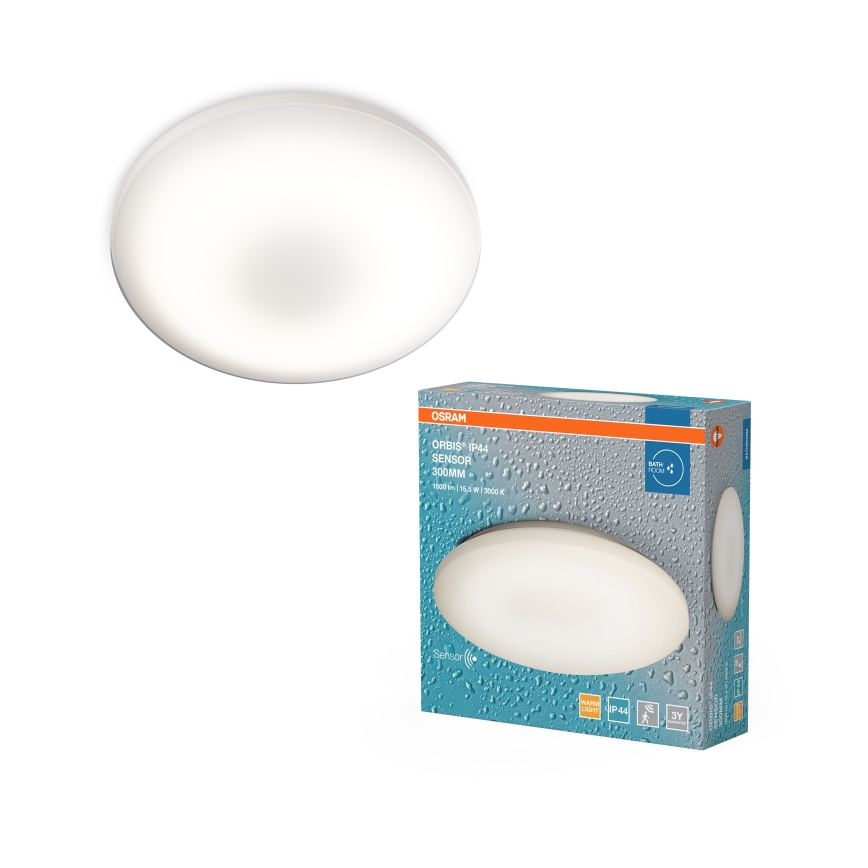 Osram - ORBIS LED Bathroom Ceiling Light with Motion and Twilight Sensor, 15.5W/230V, Ø 30 cm, IP44, White