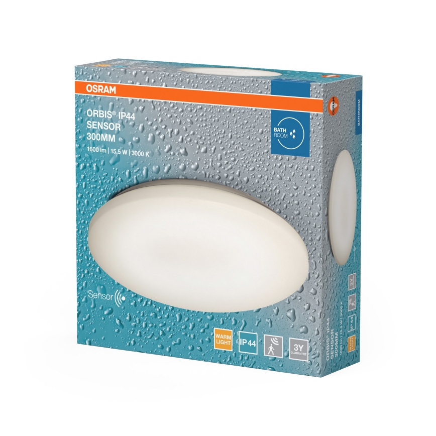 Osram - ORBIS LED Bathroom Ceiling Light with Motion and Twilight Sensor, 15.5W/230V, Ø 30 cm, IP44, White