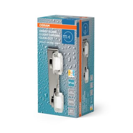 Osram - LED Bathroom Wall Light ORBIS FLAME 2xLED/5.5W/230V 3000/4000K IP44 Polished Chrome