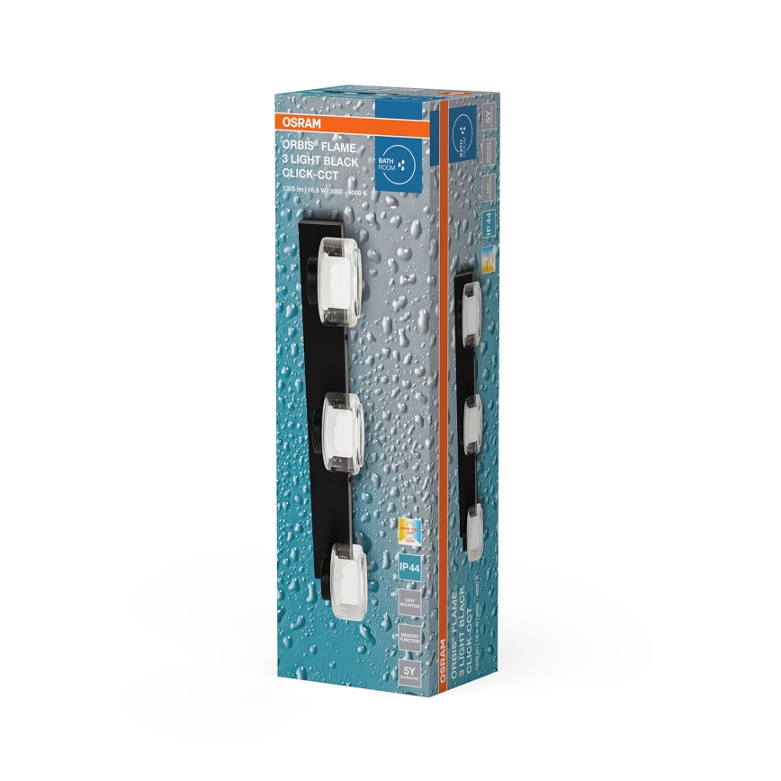 Osram - LED Bathroom Wall Light ORBIS FLAME 3xLED/5.5W/230V 3000/4000K IP44 Black