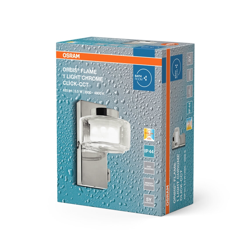 Osram - LED Bathroom Wall Light ORBIS FLAME LED/5,5W/230V 3000/4000K IP44 Polished Chrome