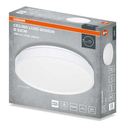 Osram - CEILING LUXO LED Ceiling Light with Dusk Sensor, 18W/230V, Ø 32 cm, White