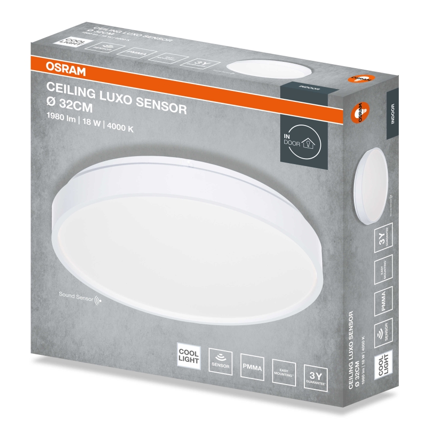 Osram - CEILING LUXO LED Ceiling Light with Dusk Sensor, 18W/230V, Ø 32 cm, White